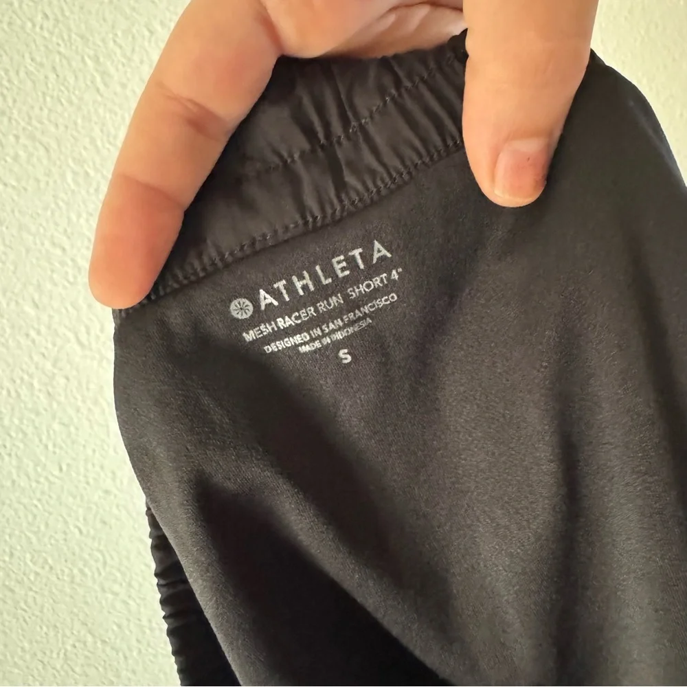 Athleta Black Mesh Racer Run Short Like New Sporty Chic Athleisure Performance - Picture 8 of 16
